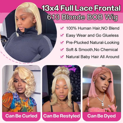 Blonde Bob Wig Human Hair