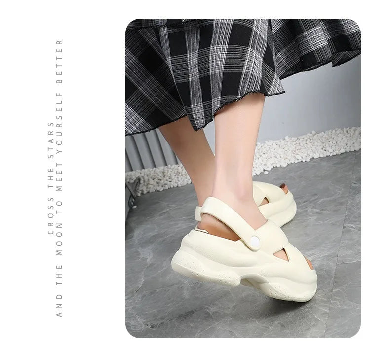 Popular Women Flip-flops Summer New Platform Wedges Slippers Outdoor Fashion Slides EVA 7CM Shoes Casual Beach Flip-flops
