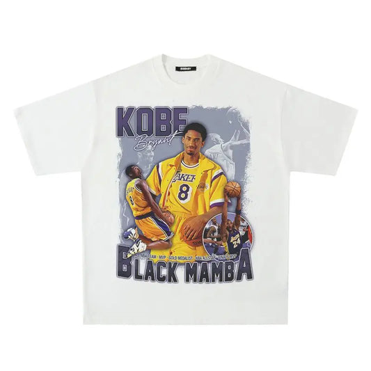 Kobe Bryant Portrait NBA Lakers Star
 Black Mamba Basketball Summer 
Short-sleeved T-shirt Men's and Women's Jerseys Loose Jerseys