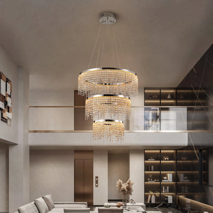 23.6-inch Crystal Chandelier, Dimmable Led Ceiling Lamp