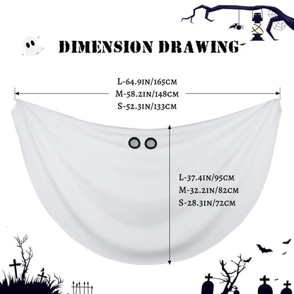 Halloween Ghost Costume for Adult- White Ghost Cloak Costume with Witch Hat- Ghost Fancy Dress Cosplay