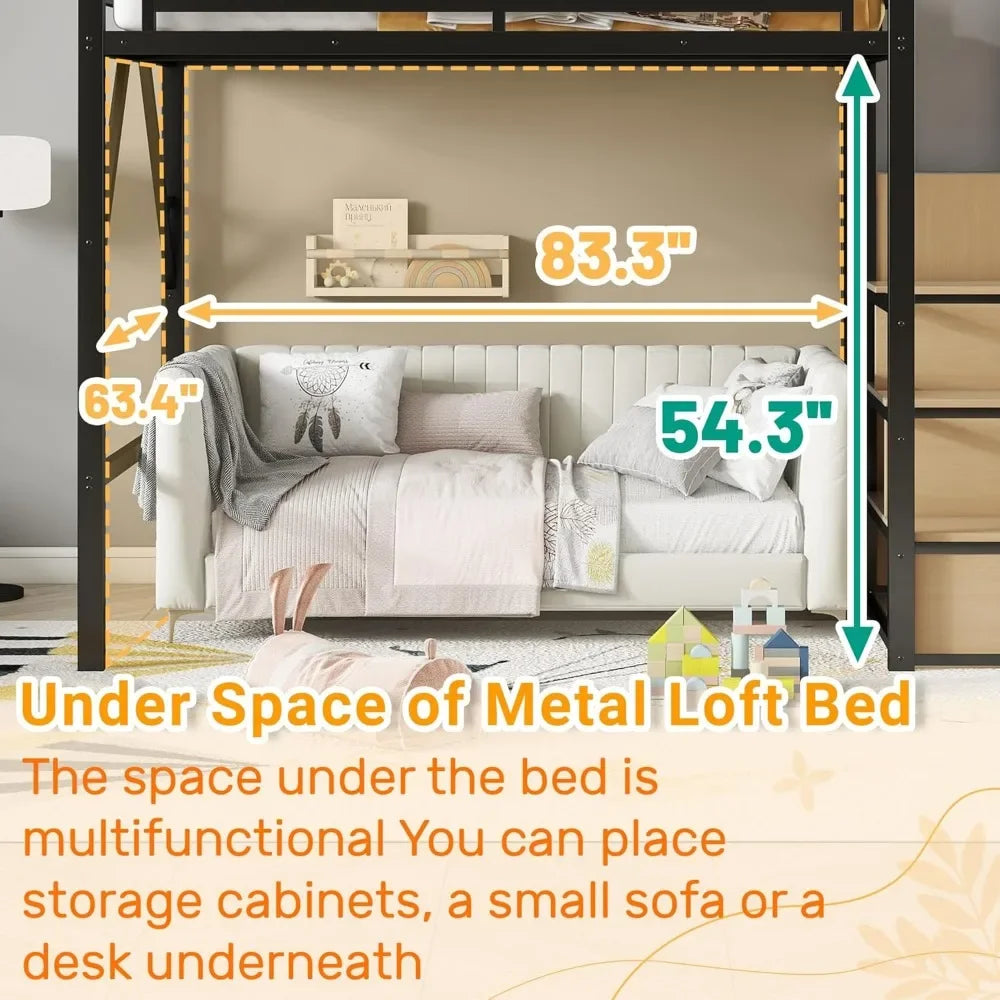 Full Size Loft Bed with Stairs, Storage and Sofa , Great HideAway For Kids