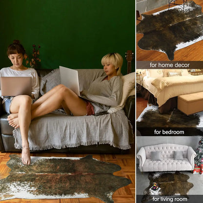 Faux Fur Animal Cow Hide Carpet, Sturdy and Large Size Cow Print Rugs, Suitable for Bedroom Living Room Western Decor, & More