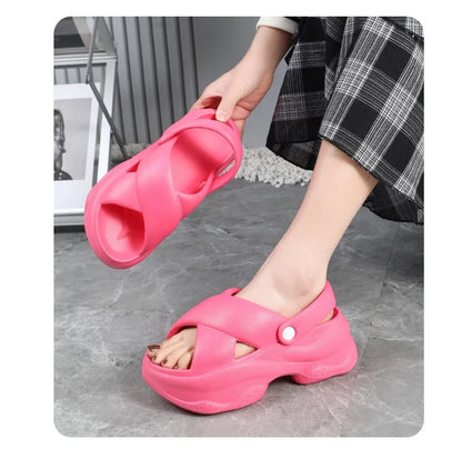 Popular Women Flip-flops Summer New Platform Wedges Slippers Outdoor Fashion Slides EVA 7CM Shoes Casual Beach Flip-flops