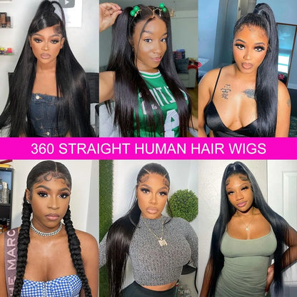 Hidden Strap Straight 360 Lace Front Wigs