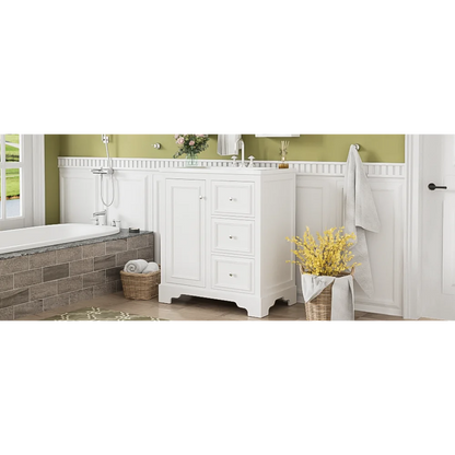 Modern Elegant Bathroom 30 Inch Vanity With Sink, Storage Cabinets, Drawers, and Adjustable Shelves