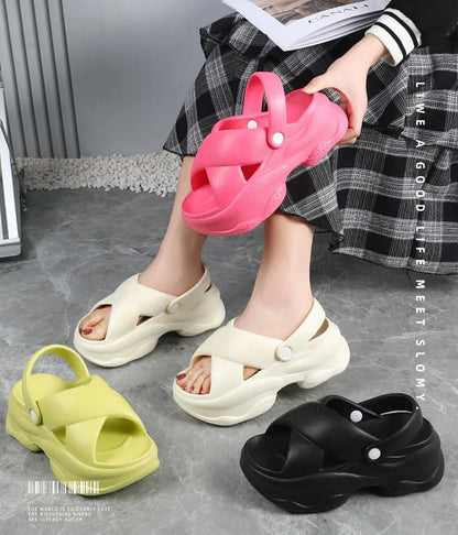Popular Women Flip-flops Summer New Platform Wedges Slippers Outdoor Fashion Slides EVA 7CM Shoes Casual Beach Flip-flops