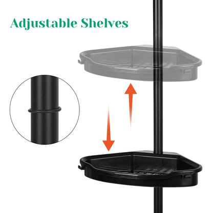Rustproof Shower Caddy Corner for Bathroom, 4-Tier Adjustable Shelves with Tension Pole, Shower