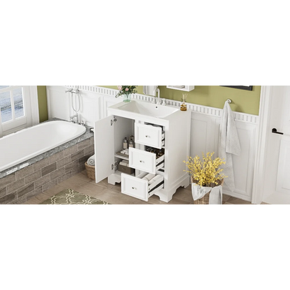 Modern Elegant Bathroom 30 Inch Vanity With Sink, Storage Cabinets, Drawers, and Adjustable Shelves
