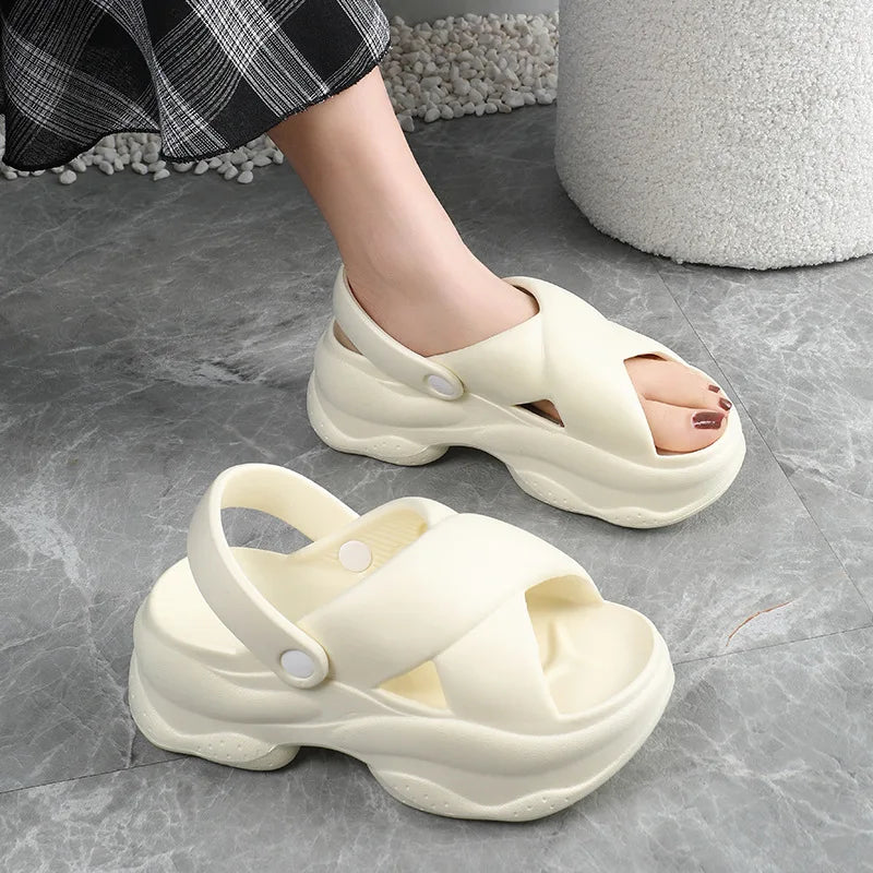 Popular Women Flip-flops Summer New Platform Wedges Slippers Outdoor Fashion Slides EVA 7CM Shoes Casual Beach Flip-flops