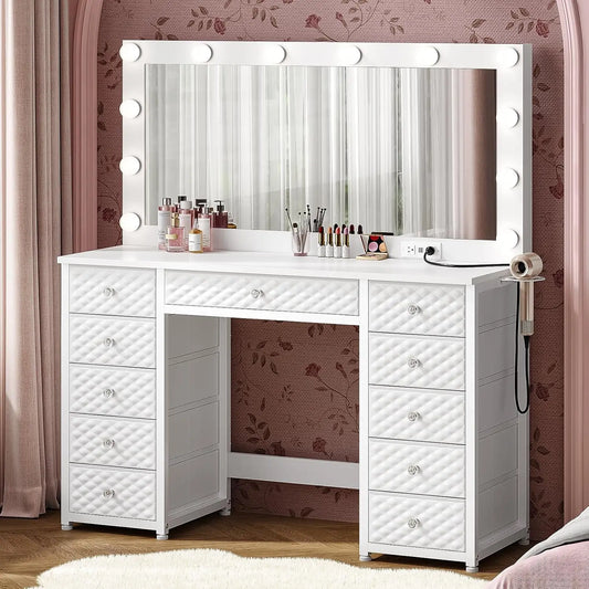 Vanity with Extra Large Mirror and Lights