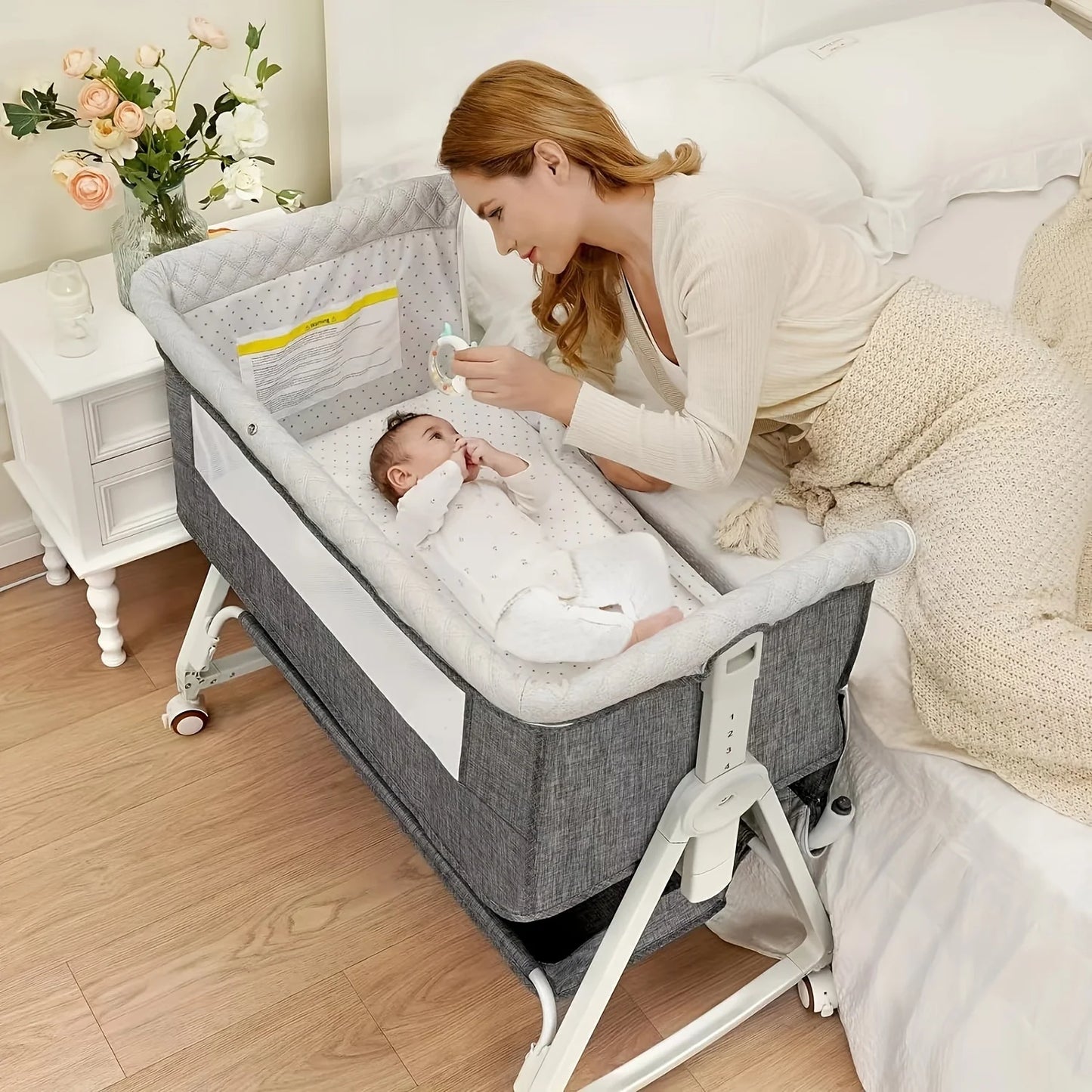 Baby Bedside Bassinet With Wheels