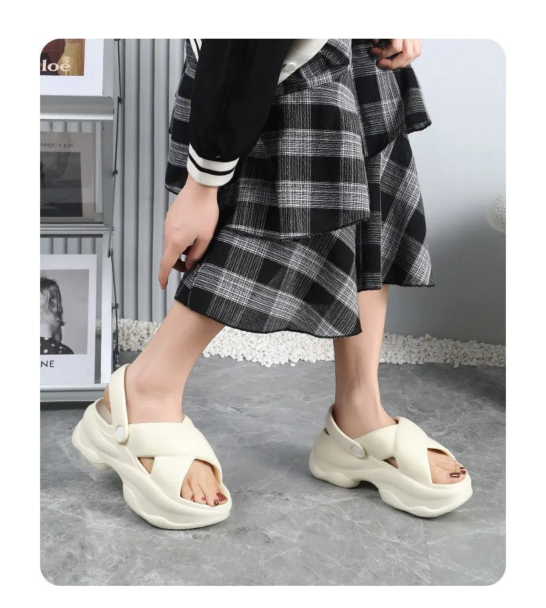 Popular Women Flip-flops Summer New Platform Wedges Slippers Outdoor Fashion Slides EVA 7CM Shoes Casual Beach Flip-flops