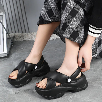 Popular Women Flip-flops Summer New Platform Wedges Slippers Outdoor Fashion Slides EVA 7CM Shoes Casual Beach Flip-flops