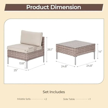 3 Piece Outdoor Patio Furniture Set,