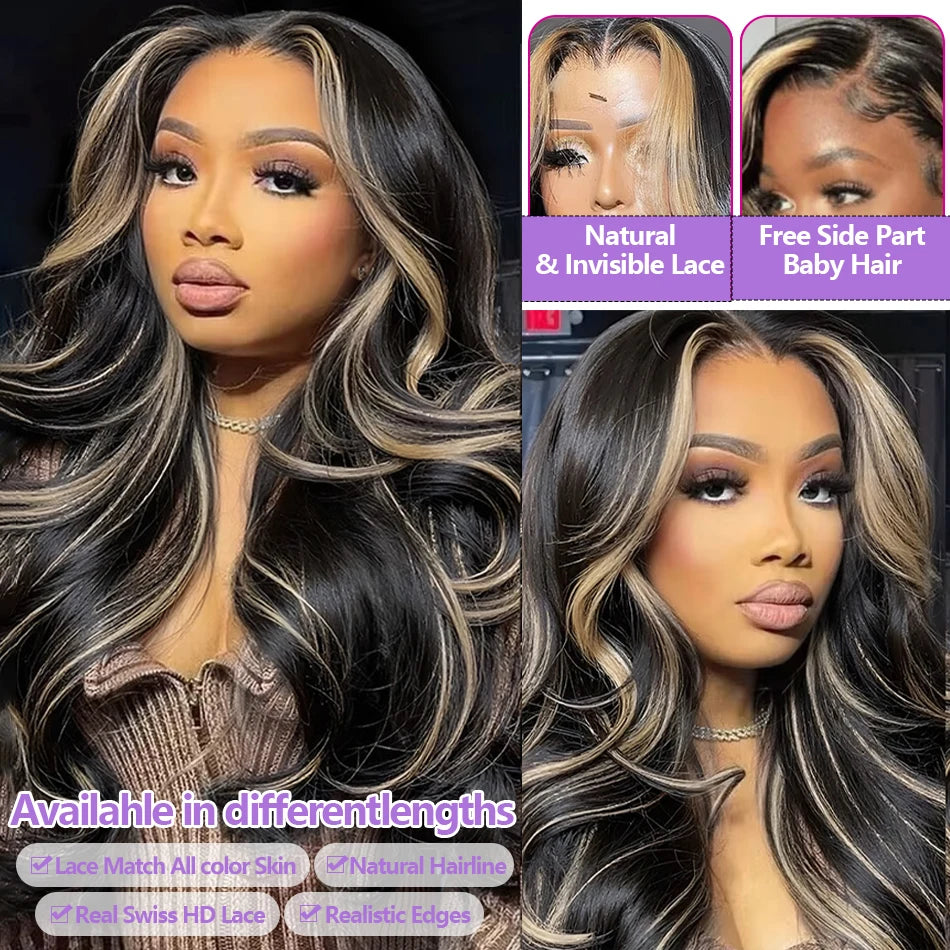 1B/27 Balayage Highlight Body Wave Wig