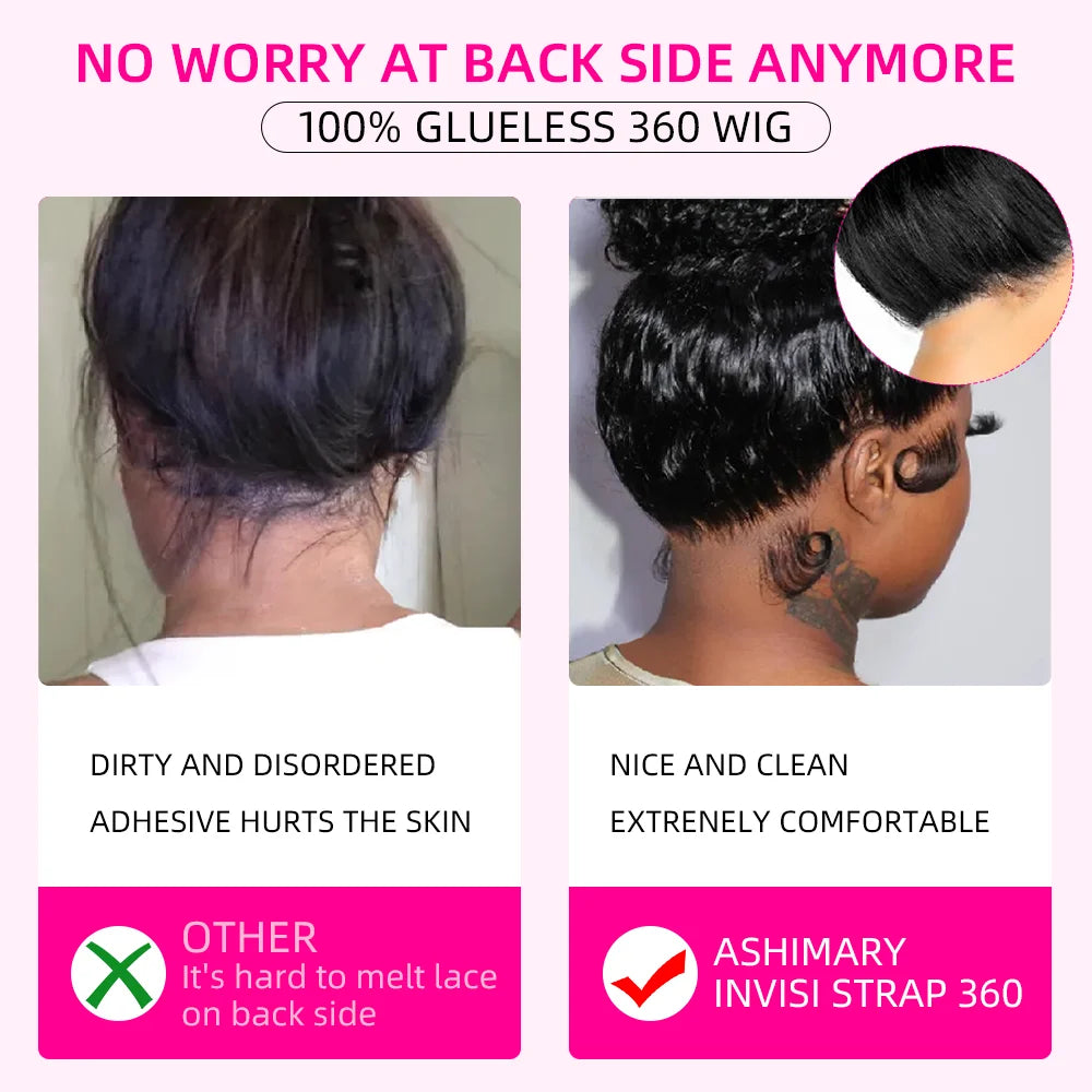 Hidden Strap Straight 360 Lace Front Wigs
