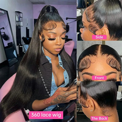 Hidden Strap Straight 360 Lace Front Wigs