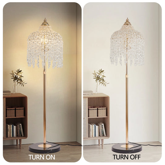 3-Light Elegant Crystal Floor Lamp