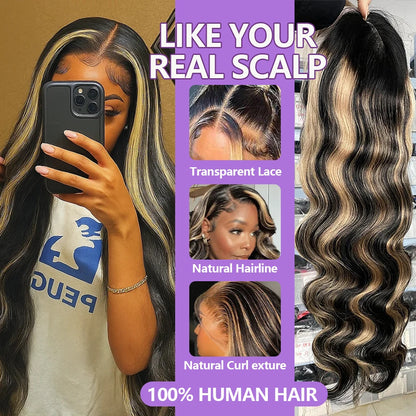 1B/27 Balayage Highlight Body Wave Wig