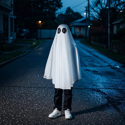 Halloween Ghost Costume for Adult- White Ghost Cloak Costume with Witch Hat- Ghost Fancy Dress Cosplay