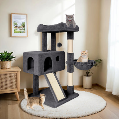 Multi-Level Cat Condo with Sisal Scratching Posts and Board