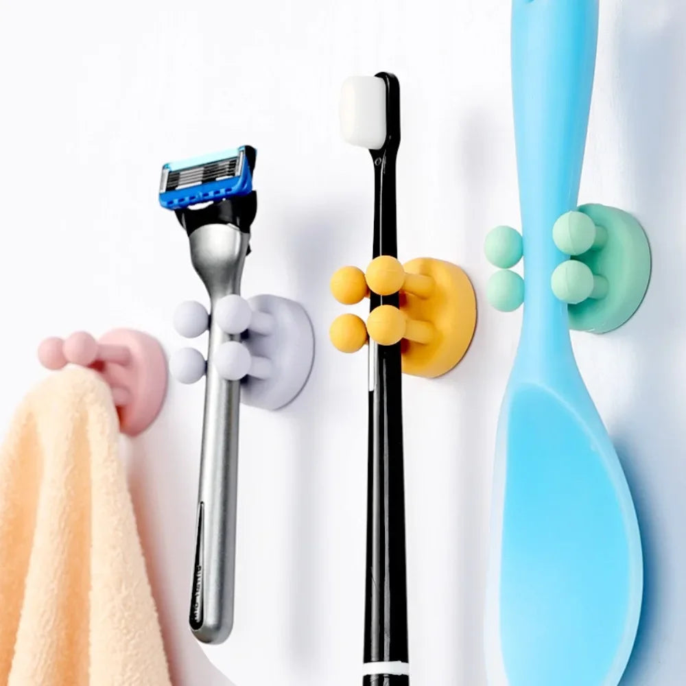 Self Adhesive Silicone Hook Bathroom Holder/ Storage for shavers, toothbrushes, and more