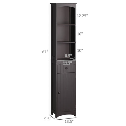 Tall Free Standing Bathroom Linen Tower W/ Shelf
