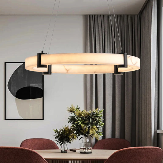 Modern LED Pendant Light Resin Ring Lamp 23.6-Inch Round
