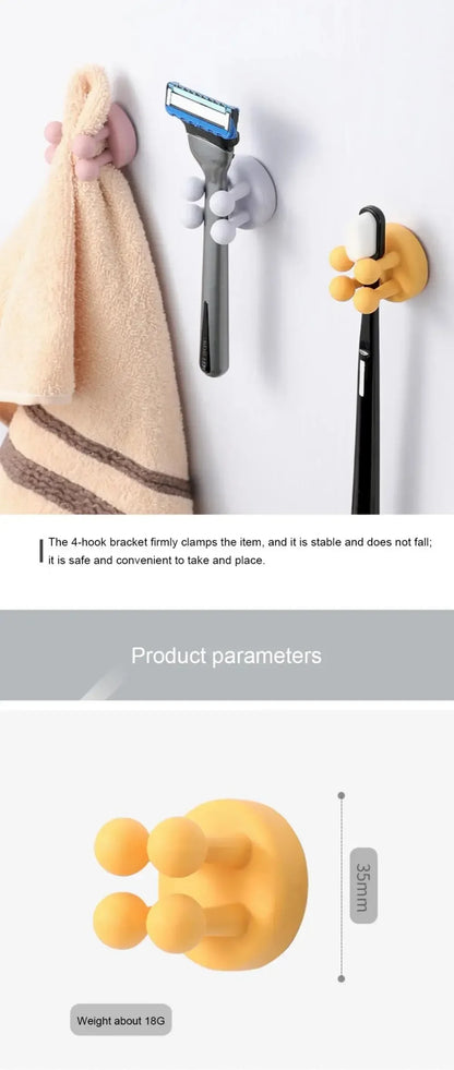 Self Adhesive Silicone Hook Bathroom Holder/ Storage for shavers, toothbrushes, and more