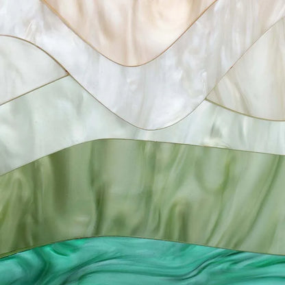New Trendy Green Beige Striped Handbag