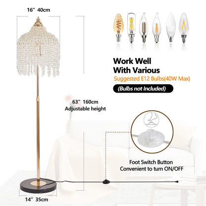 3-Light Elegant Crystal Floor Lamp