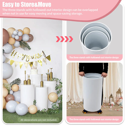 Set of 3 Beautiful White Flower Vases For Special Occasions
S
 for Centerpieces and Displays - Column Shape, Durable Stands for Weddings and Celebrations