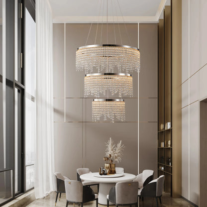 23.6-inch Crystal Chandelier, Dimmable Led Ceiling Lamp