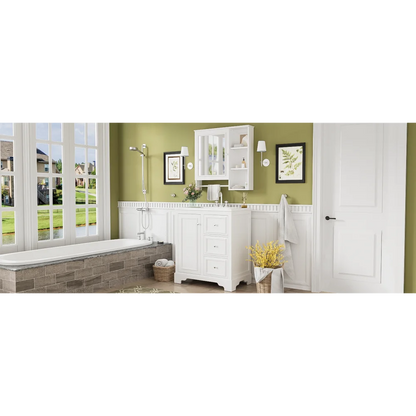 Modern Elegant Bathroom 30 Inch Vanity With Sink, Storage Cabinets, Drawers, and Adjustable Shelves