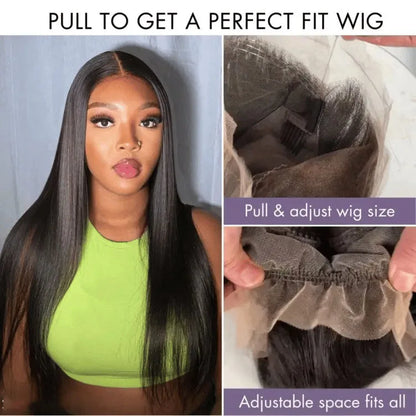 Hidden Strap Straight 360 Lace Front Wigs