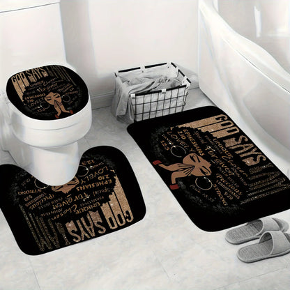 4PCS/set African-American Female Shower Curtain Set