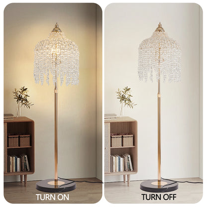 3-Light Elegant Crystal Floor Lamp