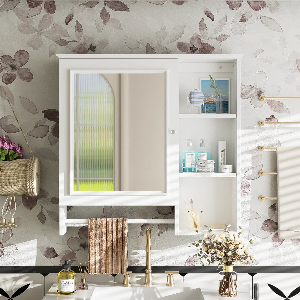 Modern Elegant Bathroom 30 Inch Vanity With Sink, Storage Cabinets, Drawers, and Adjustable Shelves