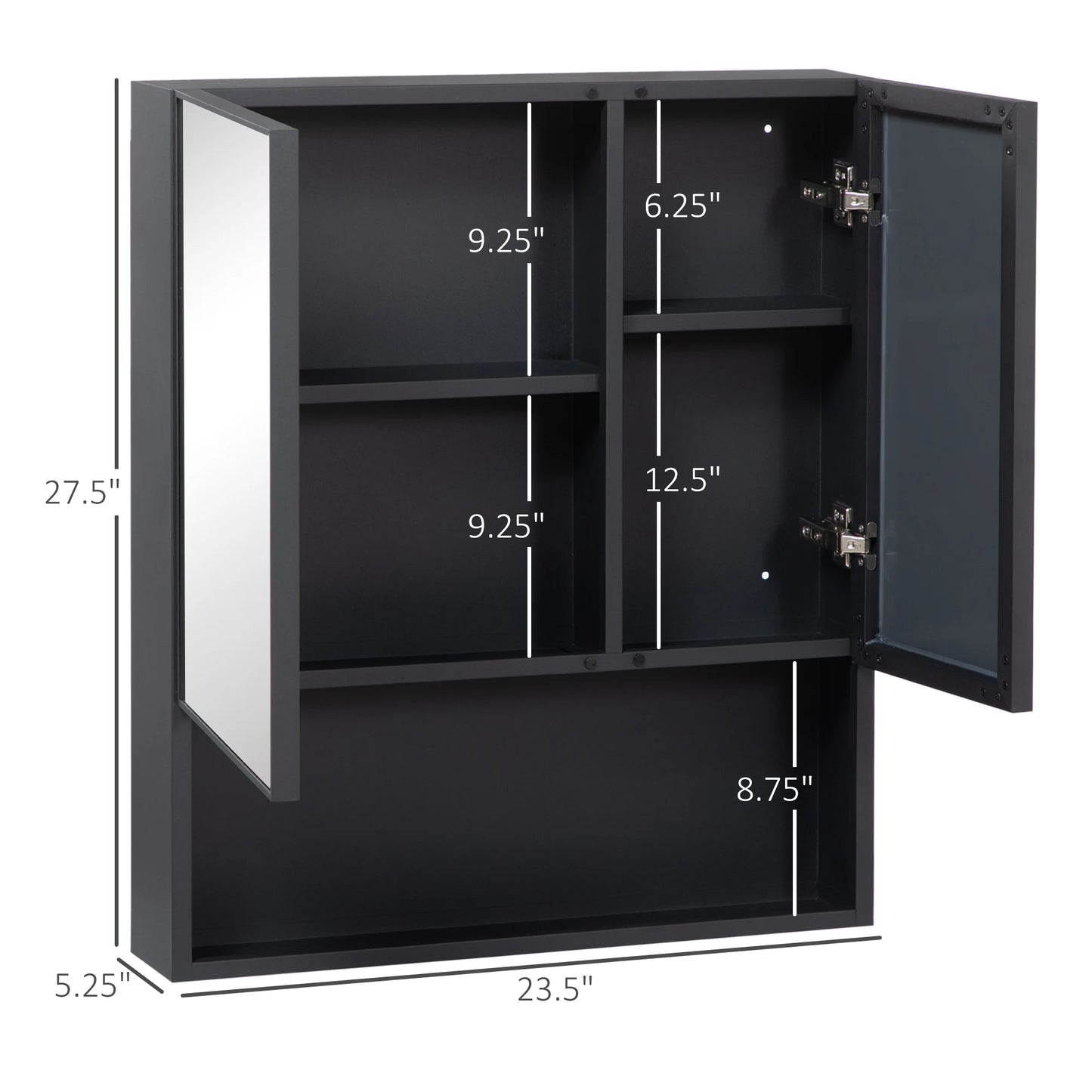Kleankin Wall-Mounted Medicine Cabinet with Mirror