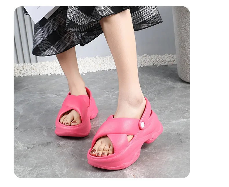 Popular Women Flip-flops Summer New Platform Wedges Slippers Outdoor Fashion Slides EVA 7CM Shoes Casual Beach Flip-flops