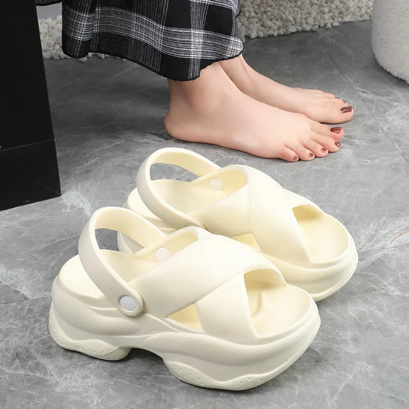 Popular Women Flip-flops Summer New Platform Wedges Slippers Outdoor Fashion Slides EVA 7CM Shoes Casual Beach Flip-flops