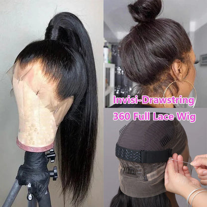 Hidden Strap Straight 360 Lace Front Wigs
