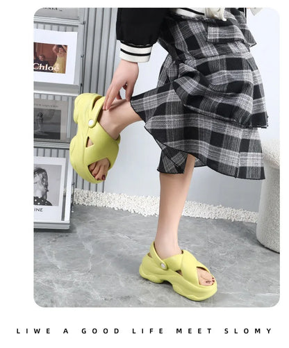 Popular Women Flip-flops Summer New Platform Wedges Slippers Outdoor Fashion Slides EVA 7CM Shoes Casual Beach Flip-flops