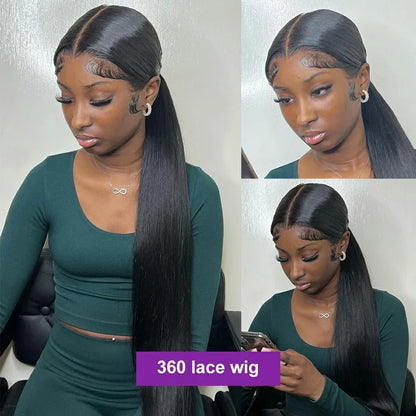 Hidden Strap Straight 360 Lace Front Wigs