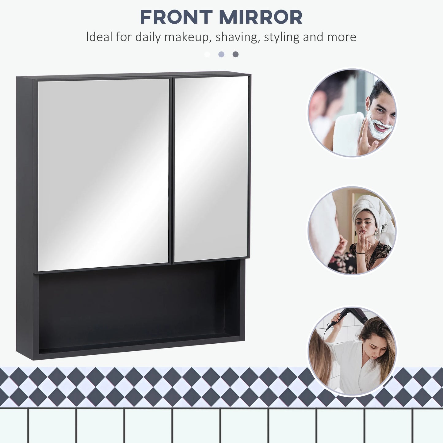 Kleankin Wall-Mounted Medicine Cabinet with Mirror