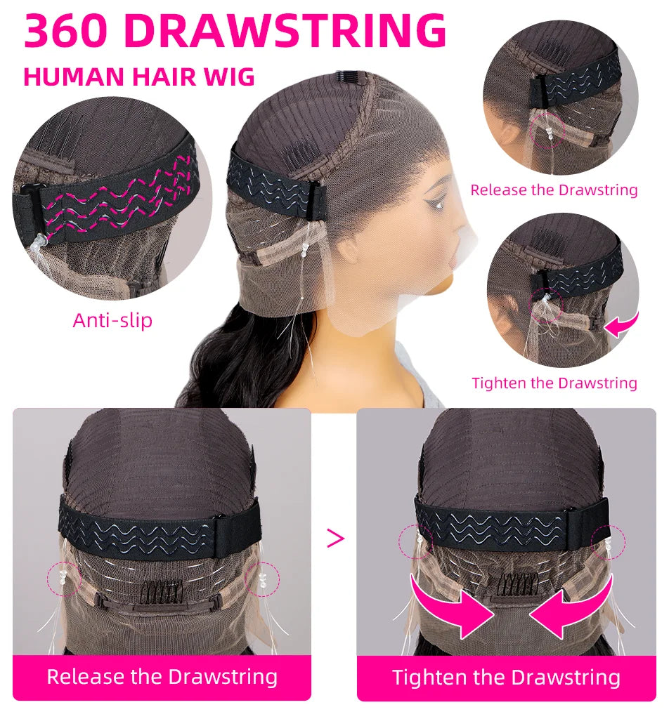 Hidden Strap Straight 360 Lace Front Wigs