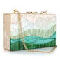 New Trendy Green Beige Striped Handbag