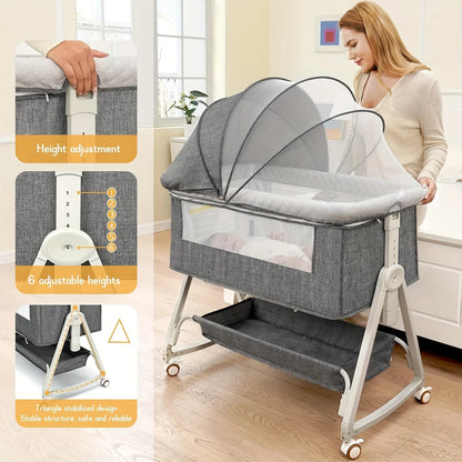 Baby Bedside Bassinet With Wheels