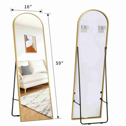Arched Full Length Mirror 59x16in Aluminum Frame Full Body Mirror